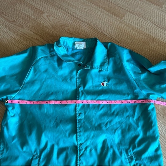 Champion Teal Windbreaker Snap Button Jacket Men’s Medium - Picture 5 of 8